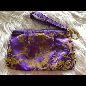Lulu purple and burnt velvet wristlet